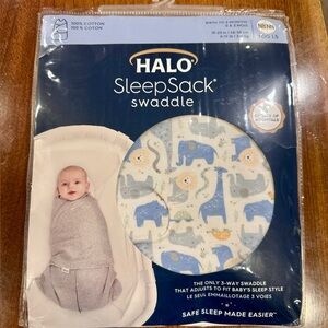 Halo Sleep Sack Swaddle Blue and White Safari